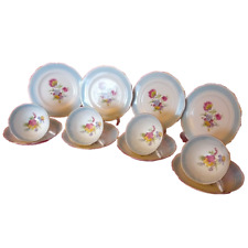 STUNNING VINTAGE SET OF FOUR, ROSLYN CHINA, FLORAL DESIGN TEA TRIO'S
