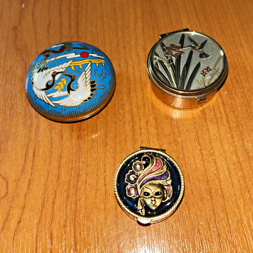 Lot pill boxes - boxes,, enamel