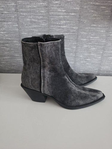 Zara grey black denim cowboy - grey/black,
