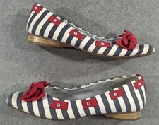 Marco Tozzi Womens Pink Blue White Striped Slip On Pumps Flats UK 5 EU 38 Bow 