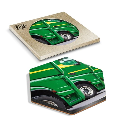 Hexagon coaster green - x,