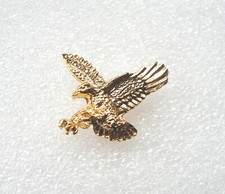 Small Biker Motorcycle Eagle Lapel Pin Badge Brooch Bright Gold Finish