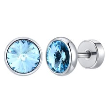 Multi-faced Cut Zircon Stone Earrings for Men Boys, Stud Barbell Shaped Jewelry
