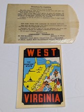 West Virginia Luggage Label USA Travel Decal Vintage Map Graphic