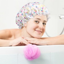 4 Pcs Satin Lined Shower Cap