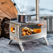 Camping Tent Stove Wood Burning Stove Portable Wood Fired Cooker with Wing Racks