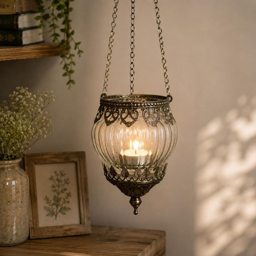 Glass hanging ribbed - ribbed, tea
