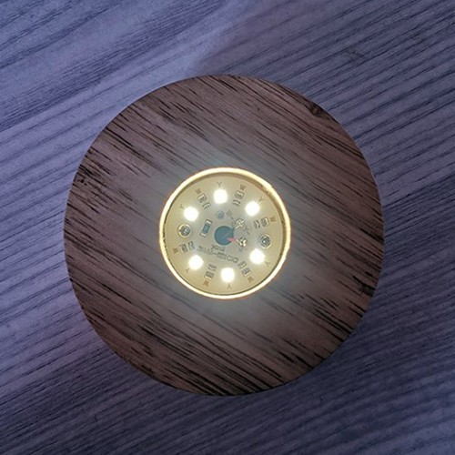 8cm round wooden led light - 8cm,