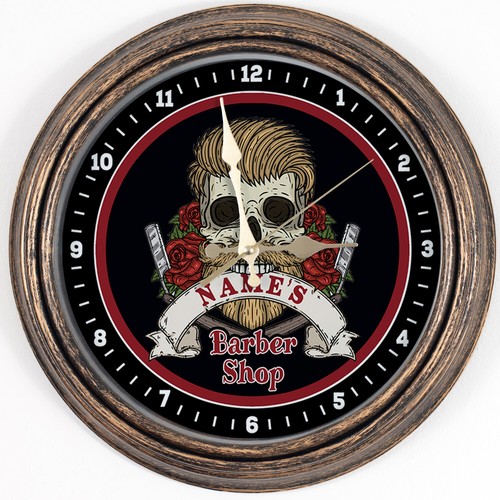 Personalised wall clock barber - clock,