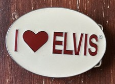 ‘I Love Elvis’ Belt Buckle. Great Retro Vintage Look. Elvis Presley. Rockabilly.