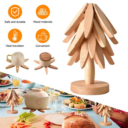 Wooden christmas tree trivet - christmas,