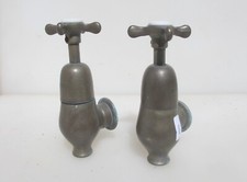 Antique Nickel Taps Bath Teardrop Torpedo Globe Victorian Old Porcelain Sink