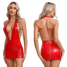 UK Women Wet Look PVC Leather
