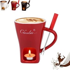 Meltie Cup Chocolate Fondue Mug with Fork , Ceramic for Dessert