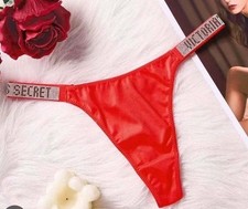 Victoria's Secret Very SexyRed Satin Thong Shine Strap Knickers Size M