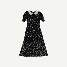 Oliver Bonas Womens Black Maxi A line Floral Dress