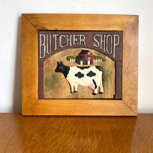 Vintage wooden carved butchers - vintage,