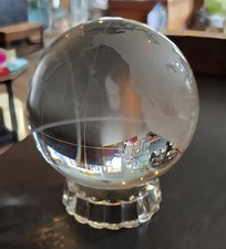 CRYSTAL WORLD GLOBE ON STAND 14 cm x  11 cm