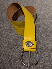 Wide Mustard Leather Belt M Womens Jean Dress Y2K Vintage 28-34" Bright Yellow