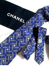 CHANEL VINTAGE PEARL CHAIN JEWELRY TIE CC COCO LOGO HIGH END ITALY BLUE GIFT