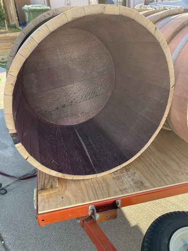 Used half wine barrel planter - half,