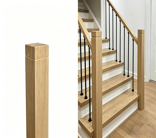 White oak stair newel post - newel,