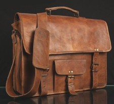 Men's Genuine Vintage Brown Leather Messenger Bag Shoulder Laptop Bag Briefcase