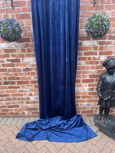 Navy blue velvet door - blue, curtain
