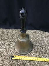 Vintage antique brass handbell with ebony handle presented to s.S.C.C. In 1907