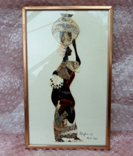 Butterfly Wings Collage, African Woman framed signed by artist  Alpheus Bonga