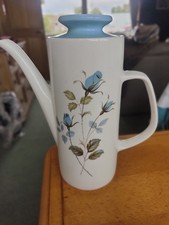 J & G Meakin Coffee Pot With Blue Roses. Has A Small Chip On Lid
