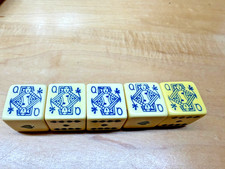 1 Set of 5, Vintage Poker Dice w/ Leather Case & Paper Box