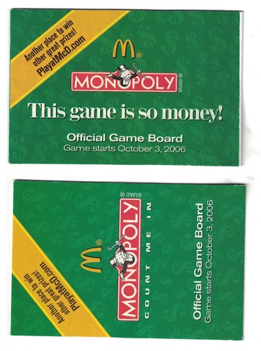 Mcdonald monopoly 2006 game - 2006,