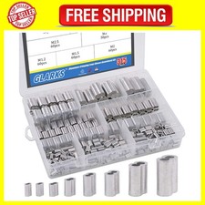 315-Pieces 8 Sizes Aluminum Crimping Loop Sleeve Double Barrel Ferrule for Wire