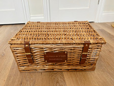 Vintage Wicker Hamper Storage Basket Picnic Display Handles Lightweight 44x31cm