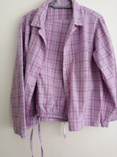 Ladies pink checked pj's 16-18 polycotton button top and trouser bottoms GEORGE