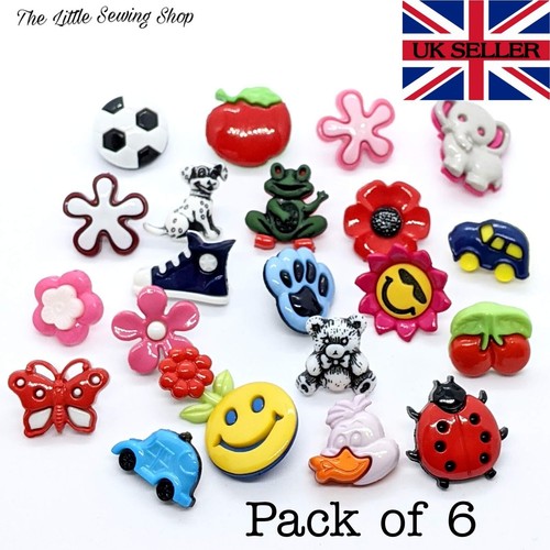 Kids novelty buttons - 6,