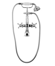Graff Canterbury Wall Mounted Tub Filler w/ Porcelain Lever Handles, Hand Shower
