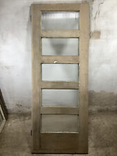 29 5/8"X 77 1/8" 1930s Internal Glazed Stripped Pitch Pine 5 Panel Door