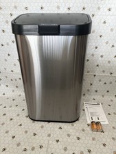 Amazon Basics Rectangular Stainless Steel 60L Dustbin with Hands-Free Motion
