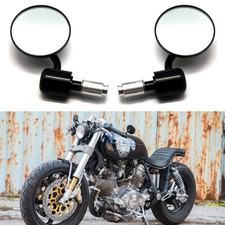 BLACK MOTORCYCLE 7/8" BAR END REARVIEW MIRRORS FOR CUSTOM BOBBER CAFE RACER