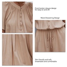 Apricot S Button Top Short Jumpsuit Lace Up One Piece Pants Casual Round Neck