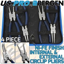 US PRO 4 PC 9" Circlip Pliers NI-FE Internal External Bent Nose Straight Tip