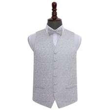 Woven Swirl Patterned Formal Mens Wedding Waistcoat & Bow Tie Set Size S-5XL