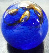 Caithness Blue Glass Bubble Pixie Paperweight (Pristine) 5.5cm x 4.5cm