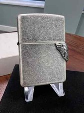 Zippo Windproof Lighter HARLEY DAVIDSON 3D WINGS Antique Silver Plate 1996 NEW