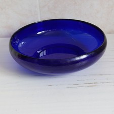 Cobalt Blue Glass Fruit Bowl Decorative Bowl Round Centrepiece Top D 24cm