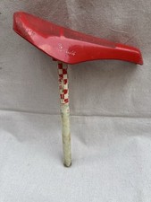 Vtg ELINA UL Ultralight BMX Bike Seat & Post Combo Red Checkerboard Racing