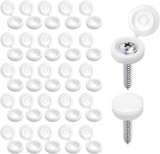 BlingKingdom 30 pcs White Screw Caps - Hinged Screw Cover Caps for Protection
