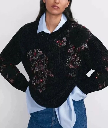 Zara black chenille velvet - zara,